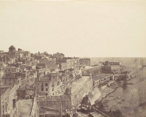 马耳他瓦莱塔的港口，1850年代。
