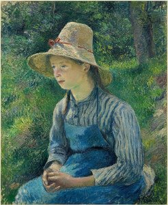 有草帽的农民女孩。 1881年 作者 卡米尔·雅各布·毕沙罗