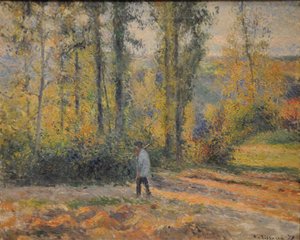 与猎人的风景，蓬图瓦兹与猎人的风景，蓬图瓦兹，1879年 作者 卡米尔·雅各布·毕沙罗