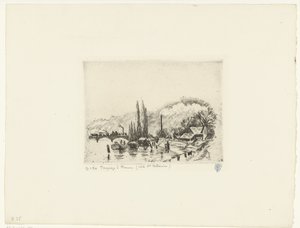 鲁昂附近的风景 Paysage à Rouen (côte ste Catherine)（物体上的标题） 作者 卡米尔·雅各布·毕沙罗