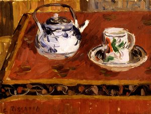 静物，杯子和茶壶，1899年。 作者 卡米尔·雅各布·毕沙罗