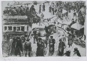 Place du Havre，巴黎，c。 1897年（锌版画） 作者 卡米尔·雅各布·毕沙罗