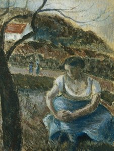 坐着的农民农民妇女阿西西，约1880年 作者 卡米尔·雅各布·毕沙罗