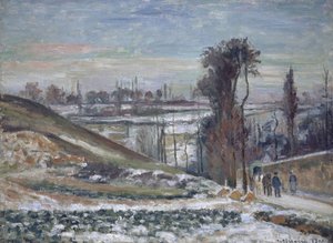 L“Hermitage，1875年附近的雪域景观 作者 卡米尔·雅各布·毕沙罗