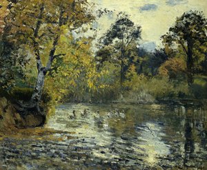 Montfoucault的池塘； “ Etang de Montfoucault，1874年 作者 卡米尔·雅各布·毕沙罗