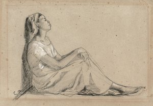 坐着的年轻黑人妇女，1855-7 作者 卡米尔·雅各布·毕沙罗