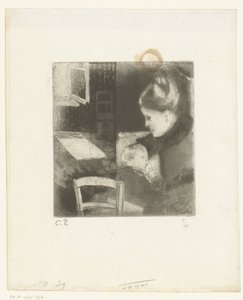 Zogende vrouw
吮吸母亲的孩子 作者 Alfred Porcabeuf（可能）