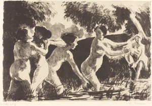 沐浴者 摔跤的Baigneuses luttants, 约1896年。 作者 卡米尔·毕沙罗