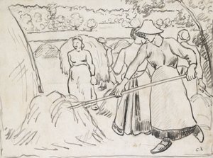 景观中收割机的构图研究，约1893年 作者 卡米尔·毕沙罗