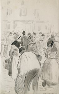 蓬图瓦兹市场的构图研究，1881年 作者 卡米尔·毕沙罗