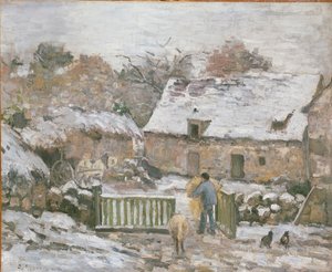 蒙福科的农场。雪的影响，1874-1876 作者 卡米尔·毕沙罗