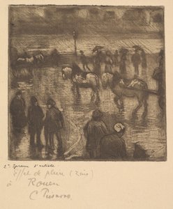 雨的印象，鲁昂，1883年。 作者 卡米尔·雅各布·毕沙罗