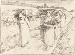 扛着棍子的农民(Paysannes portant des fagots) 作者 卡米尔·毕沙罗