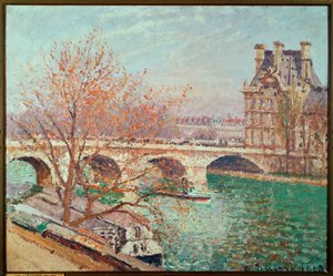 皇家桥与花亭（布面油画） 作者 Camille Pissarro