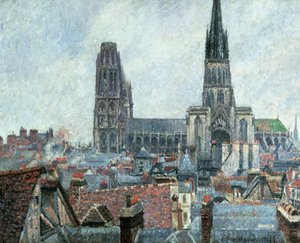 Roofs of Old Rouen: Grey Weather (Cathedral) 作者 卡米尔·毕沙罗