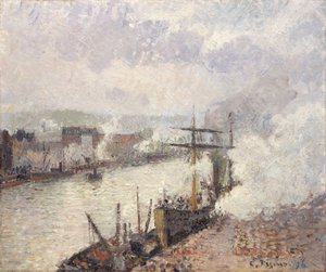 1896年，鲁昂港的汽船。 作者 卡米尔·雅各布·毕沙罗