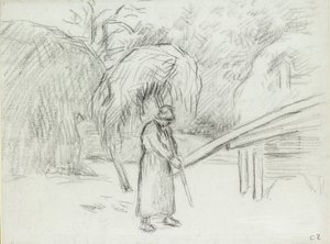在福柯的农田里搬运干草的女农民的研究，约1875年 作者 卡米尔·毕沙罗