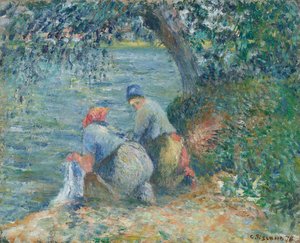 水边的洗衣女工，Pontoise，1878年。 作者 卡米尔·毕沙罗