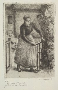 大门口的女人，1889年。 作者 卡米尔·雅各布·毕沙罗