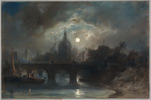 城市夜景，1831年。 作者 卡米尔·罗克普兰