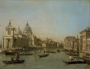 大运河入口，靠近多加纳角（Punta della Dogana）和圣玛丽亚浴场（Santa Maria della Salute）。 作者 卡纳莱托（工作室）