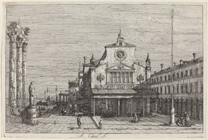 S. Giacomo di Rialto的假想图，约1735-1746。 作者 卡纳莱托