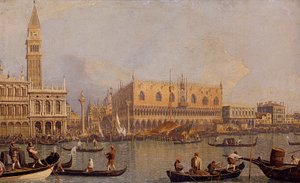 意大利文：Veduta del Palazzo Ducale di Venezia 威尼斯公爵宫景色 作者 卡纳莱托