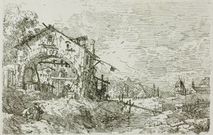 井边女人的风景，选自《Vedute 作者 卡纳莱托