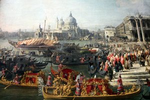 法国驻威尼斯大使的接待》，1726-1727年 作者 卡纳莱托
