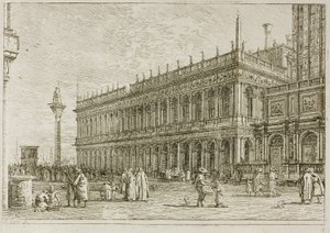 图书馆，来自 Vedute 作者 Canaletto