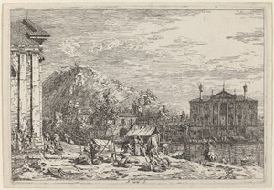 多罗的市场，约1735-1746。 作者 卡纳莱托