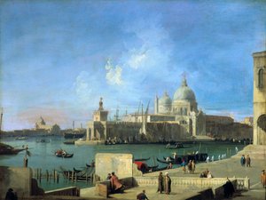 从威尼斯大运河的入口敬礼，c1727-1728年 作者 乔瓦尼·安东尼奥运河（Canaletto）