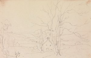 一棵大树和一座小屋的草图 作者 船长托马斯黑斯廷斯