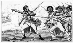 1792年9月20日在Valmy战役中的Sabots志愿者，来自Louis Blanc的&39;Histoires de la Revolution Francoise&39;的插图，由S. Krakow雕刻