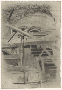 具有三个齿轮的机器的一部分 作者 Carel Adolph 狮子纪念章