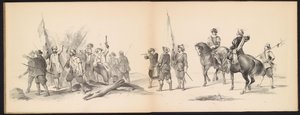 莱顿学生的化妆舞会，1850 年（图版 12）
1629 年弗雷德里克-亨德里克在赫托亨博斯的室内化妆舞会：1850 年 6 月 11 日莱顿学院 H.H. 学生的化装表演（实物上的系列标题） 作者 P. Blommers (Steendrukkerij van)