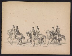 乌特勒支学生的化妆舞会，1846 年（图版 5）
1846 年 6 月 17 日，乌特勒支学生殿下举行的化装舞会的插图，表现的是 1549 年 10 月 3 日西班牙王子菲利浦二世在乌特勒支的巡游。 作者 月经和最后