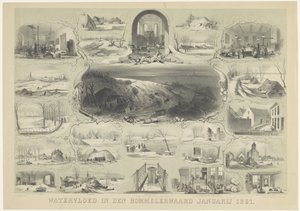 1861 年 1 月 Bommelerwaard 的洪水（标题见实物） 作者 亨德里克·伦纳德·范·霍格斯特拉滕