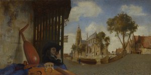 代尔夫特景色，有乐器销售摊位，1652年