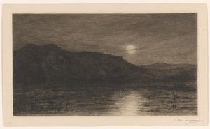 卡布雷拉别墅月光下的风景 作者 Carel Nicolaas Storm van 的 Gravesande （有艺术家签名）