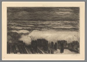 波涛汹涌的大海 作者 Carel Nicolaas Storm van 的 Gravesande （有艺术家签名）