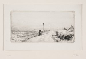 乡村道路与行走的女士。 阳光明媚的午后 作者 卡尔·布洛赫