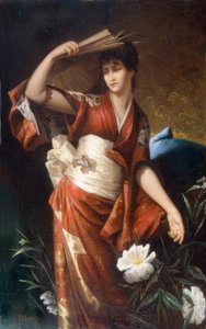 穿着日本服装的女士画像 作者 卡尔·布赫纳