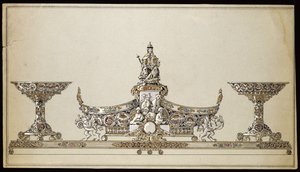 卡尔·法伯奇故居（Carl Faberge），画一个银色的椭圆形篮子 作者 卡尔·法贝热