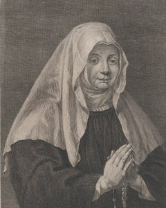 一个祈祷的修女的肖像，约1771年。 作者 卡尔·古腾堡