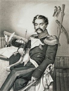 丹尼斯-达维多夫1784-1839年的肖像，士兵和诗人，19世纪初。   作者 卡尔·汉佩恩 (Carl Hampeln)
