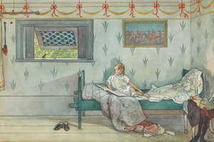 公鸡-O-涂鸦-Do，现在是七点（纸上水彩和墨水） 作者 卡尔·拉森