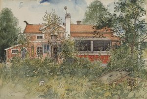 The Cottage，来自A Home series，c.1895（wc on paper） 作者 卡尔·拉森