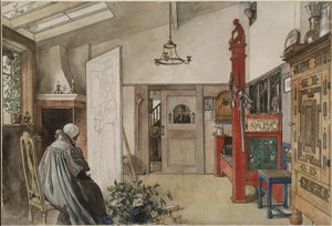 该工作室，来自A Home系列，c.1895（纸上wc） 作者 卡尔·拉森