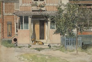 The Verandah，来自A Home series，c.1895（wc on paper） 作者 卡尔·拉森